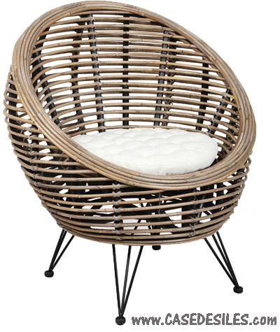 Fauteuil rotin piètement métal avec coussin 760 Pas Cher Fauteuil rotin piètement métal avec coussin 760 Pas Cher