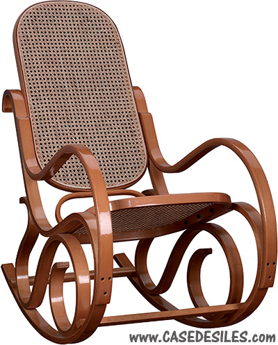 Rocking chair rotin et bois vintage miel 304