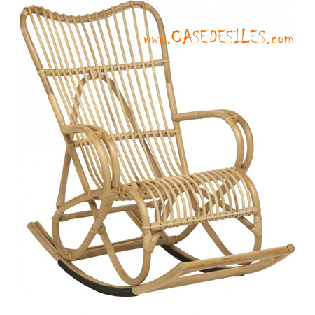 Rocking chair rotin naturel vintage CDI629-4