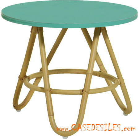 Table basse rotin contemporaine aqua CDIV05R-AQ