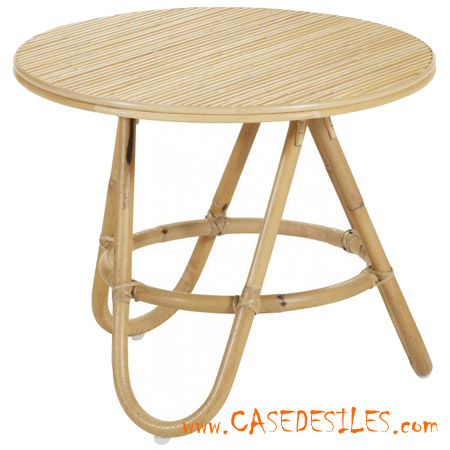 Table basse rotin naturel ronde diam 50cm