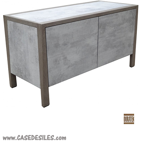 Buffet teck habillage HPL béton ciré 2 portes 4031