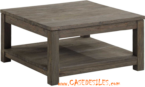 Table basse teck recyclé carrée gris brossé M40G