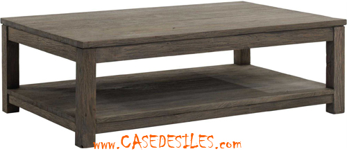 Table basse teck recyclé rect gris brossé M42G