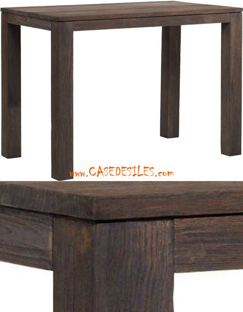 Table haute en teck recyclé Drift gris brossé M34G Table haute en teck recyclé Drift gris brossé M34G