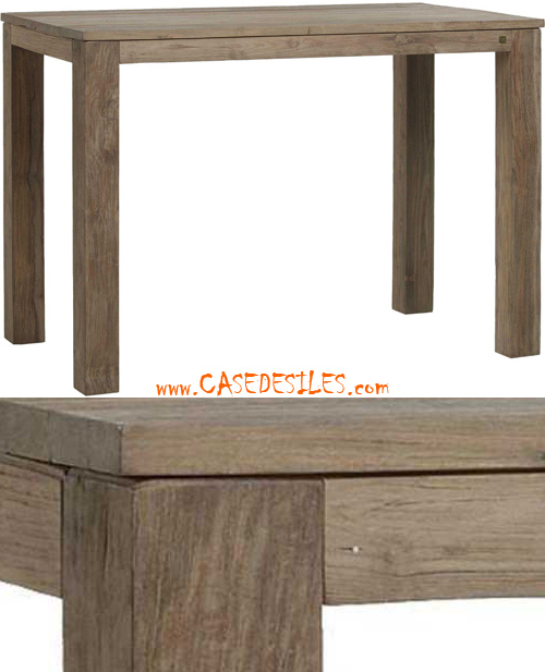 Table haute teck recyclé Drift naturel brossé M34N