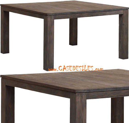 Table teck recyclé gris brossé contemporain M35G