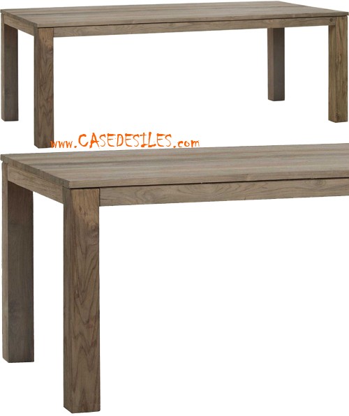 Table teck recyclé nature brossé contemporain M31N