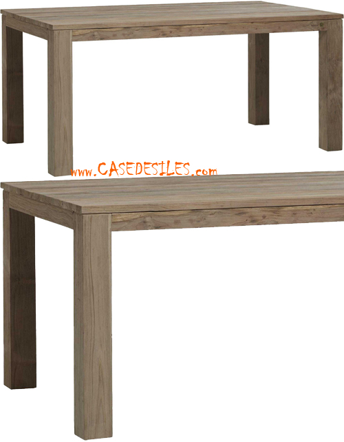 Table teck recyclé nature brossé contemporain M33N