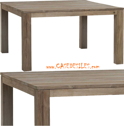 Table teck recyclé nature brossé contemporain M35N