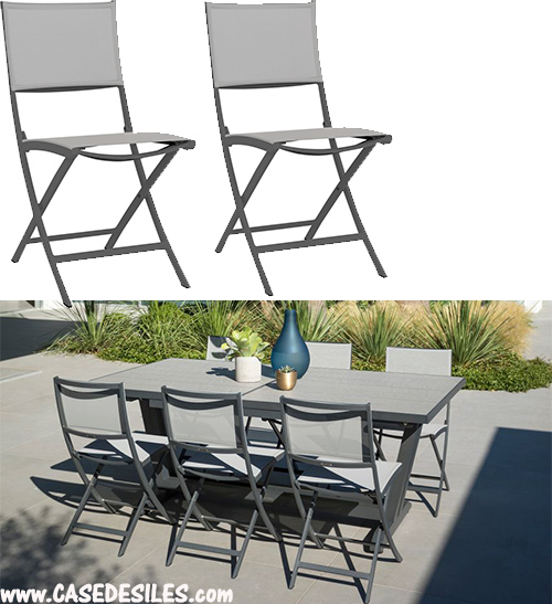 Chaise de jardin aluminium pliante avec toile grise CHOO211
