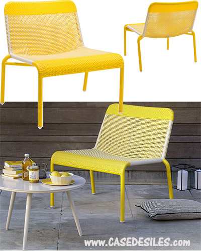 Chauffeuse de jardin tissé bicolore sur alu jaune blanc 440YW Chauffeuse de jardin tissé bicolore sur alu jaune blanc 440YW