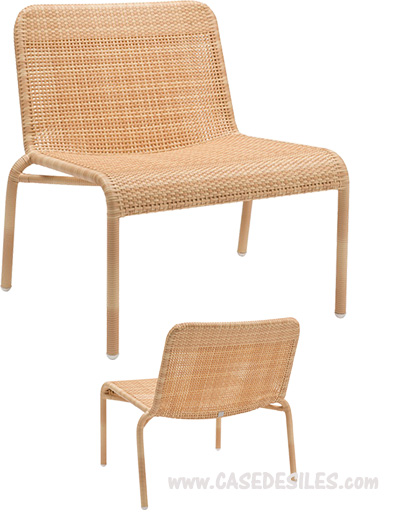 Fauteuil chauffeuse tressé sur alu de jardin nature 440RN