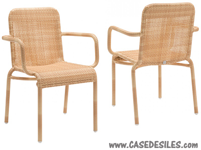 Fauteuils tissés sur aluminium empliables nature 443RN