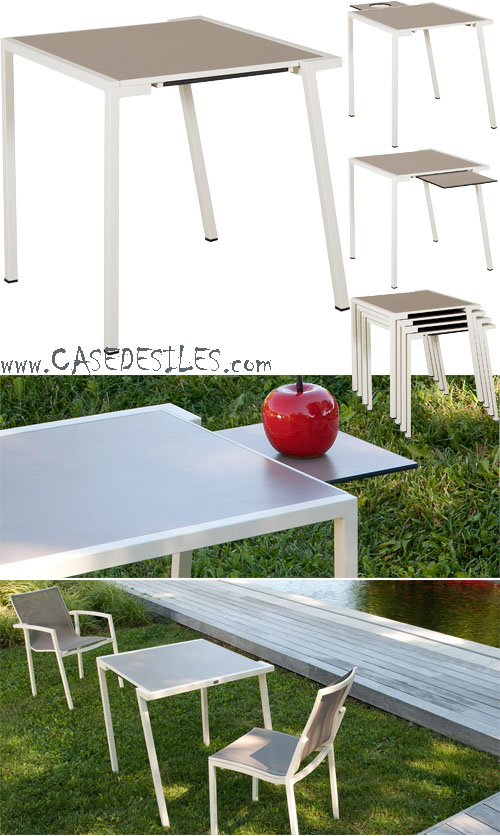 Petite table de jardin aluminium empilable 1020