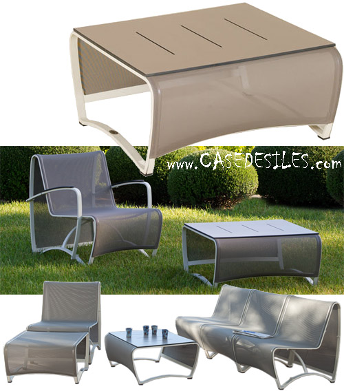 Table basse de jardin alu design toile HPL 052