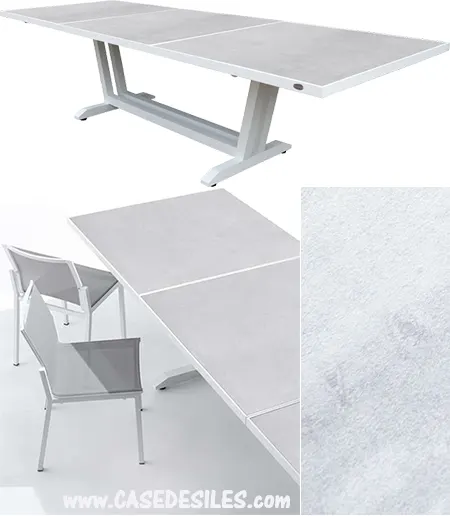 Table de jardin aluminium extensible plateau céramique italienne