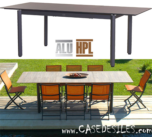 Table de jardin aluminium hpl extensible 3165