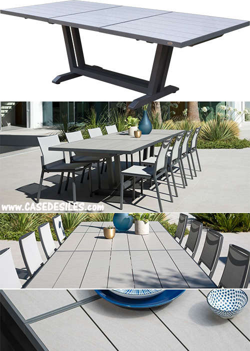 Table de jardin aluminium et HPL extensible design TAO3804
