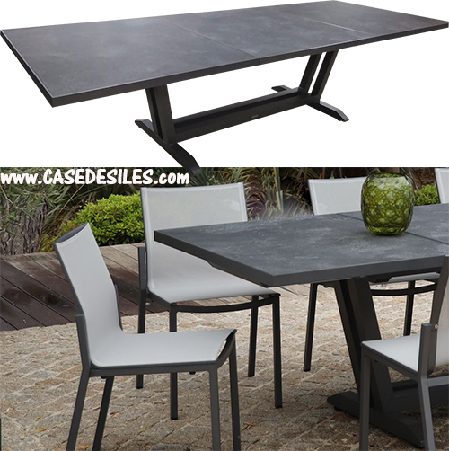 Table de jardin extensible en aluminium et céramique 8-12