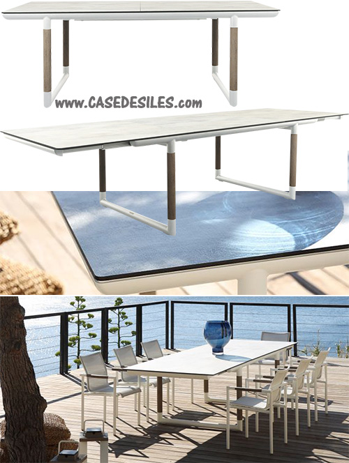 Table de jardin extensible aluminium teck HPL béton ciré TAO6100