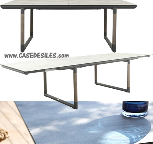 Table de jardin extensible aluminium teck HPL béton ciré TAO6101