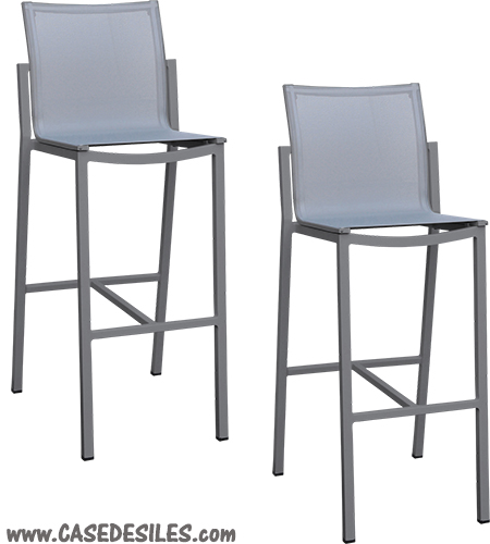 Tabourets de bar aluminium et toile gris clair TAB2060 lot 2