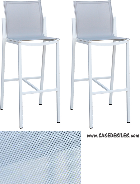 Tabourets de bar aluminium et toile grise TAB2061 lot 2