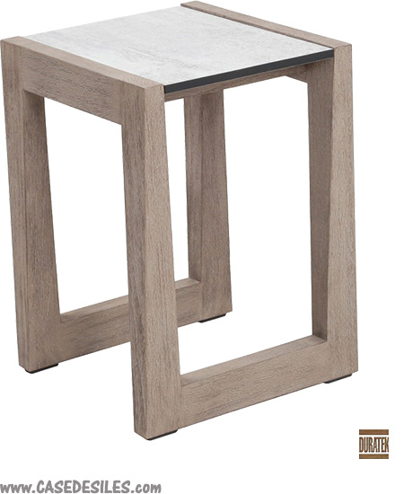 Table basse de jardin teck hpl béton ciré 30x30cm 4083