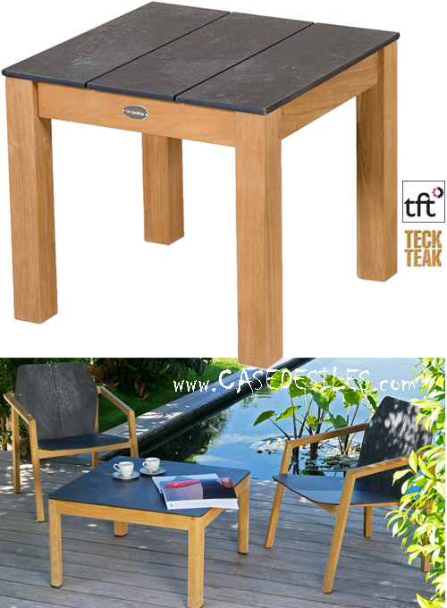 Table basse en teck et HPL design de jardin 9018