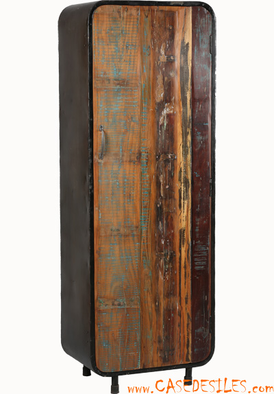 Armoire industrielle acier bois récupération 1860