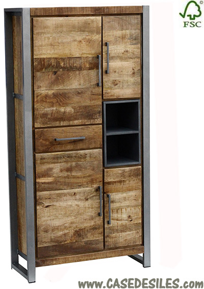 Armoire industrielle en bois et métal 3489