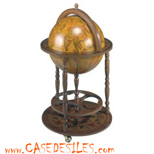 Globe avec Mappemonde et Voiture en Bouteille Socle en Bois AMAVEL Carafe en Verre