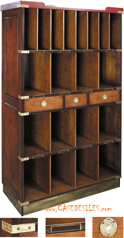 Bibliothèque en bois marine couleur miel MF050