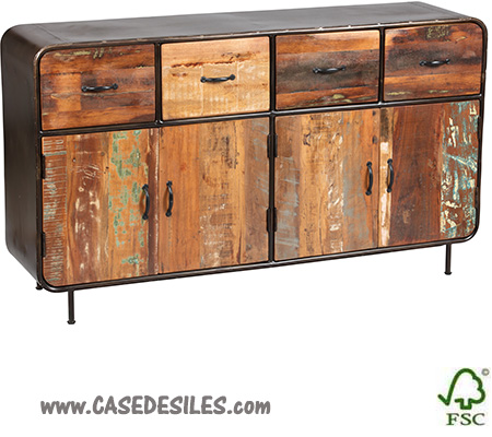 Buffet industriel bois recuperation acier patinée vieillie1870