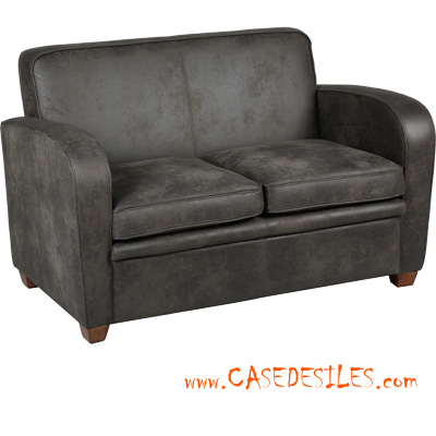 Canapé rétro microfibre effet cuir vieilli 811GR2