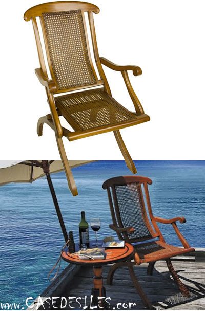 Chaise longue inclinable en bois marine CF251 en promotion