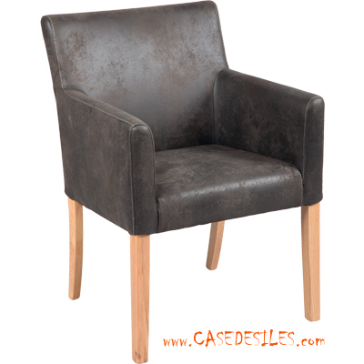 Chaise rétro teck pieds chêne microfibre 809GR Pas Cher Chaise rétro teck pieds chêne microfibre 809GR Pas Cher