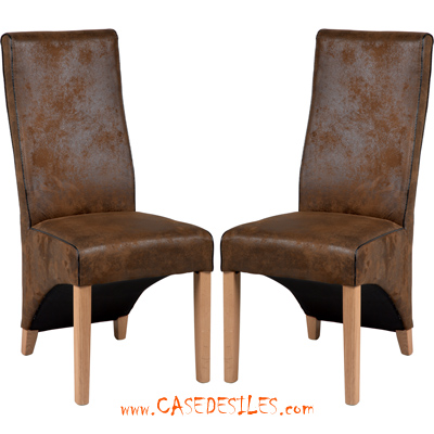Chaises teck huilé et chêne rétro microfibre 804MA Pas Cher Chaises teck huilé et chêne rétro microfibre 804MA Pas Cher