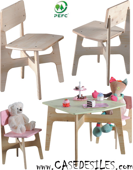 Chaises bois angles arrondis pour enfant 664