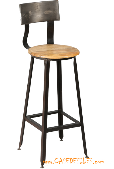 Tabouret bois métal