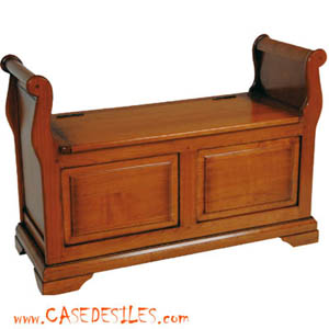 Coffre banc bois colonial 1136