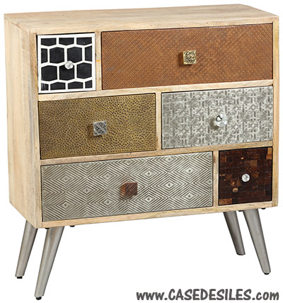 Commode patchwork bois métal 3434 Pas Cher Commode patchwork bois métal 3434 Pas Cher