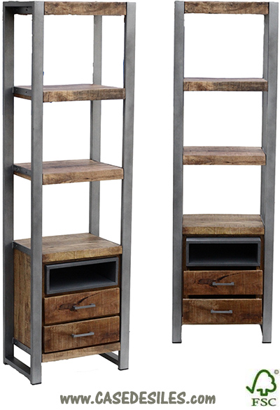 Etagère industrielle bois métal patinée 3486