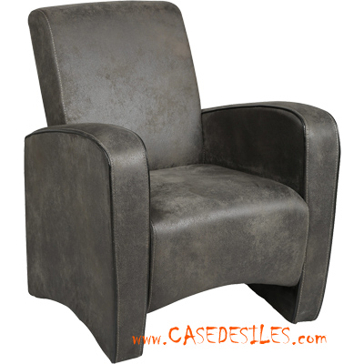 Fauteuil club microfibre aspect cuir vieilli 811GR