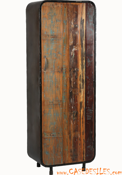meuble entrée armoire industrielle acier bois 1860