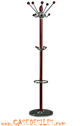 Porte manteau bois et chromé colonial 2409