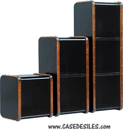 Set de 3 étagères bois laiton marine box modulables MF214