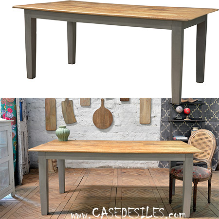 Table bois manguier et recyclé rect gris cj57