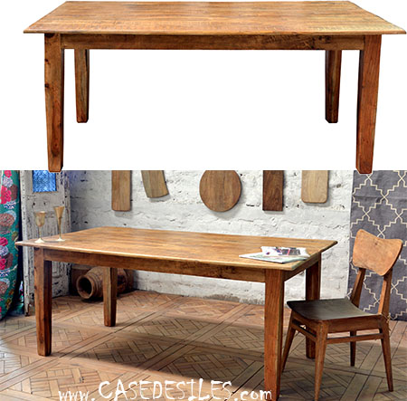 Table bois manguier et recyclé rect nature cj57